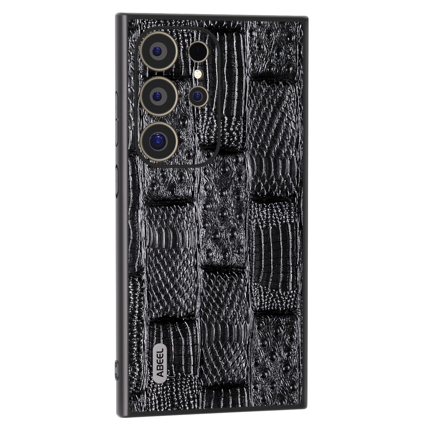 ABEEL For Samsung Galaxy S24 Ultra Case Mahjong Texture Genuine Cow Leather Shockproof Back Cover - Black ABEEL For Samsung Galaxy S24 Ultra Case Mahjong Texture Genuine Cow Leather Shockproof Back Cover - Black